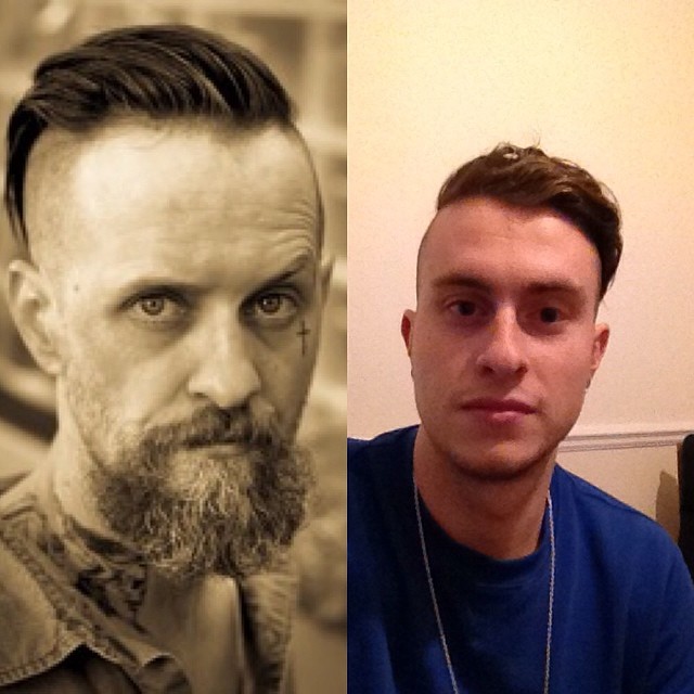 Hair cut like the white trash prisoner from True Detective... Check